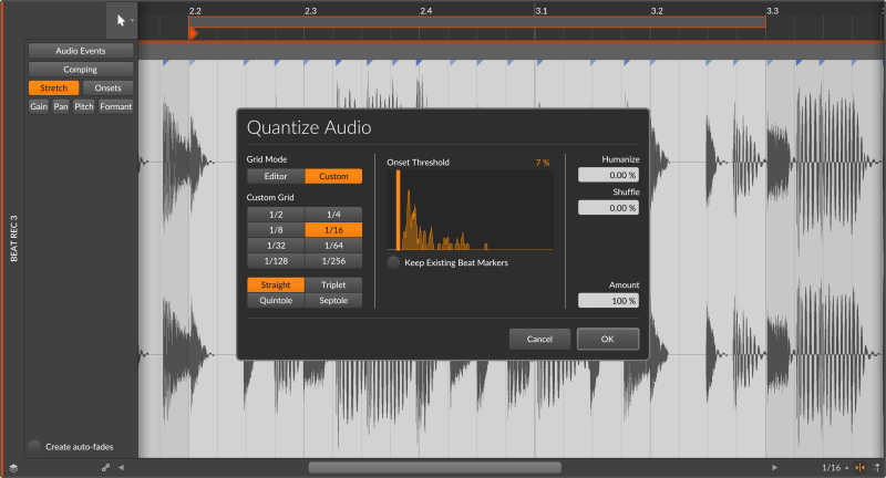 Bitwig Studio 5 1 Audio Quantize